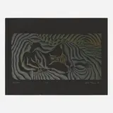 Judy Chicago, Earth Birth (from the Birth Project portfolio), 1985, screenprint in colors on black Arches