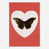 Damien Hirst, I Love You (Coral/Gold), 2015, screenprint in colors with gold leaf and foil block on Somerset Satin