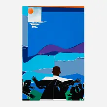 Romare Bearden, Martin Luther King, Jr. - Mountain Top, 1968, screenprint in colors on board