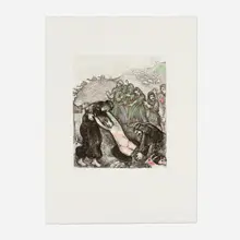 Marc Chagall, Joseph et ses frères (from La Bible series), 1931-39, etching and aquatint with hand-coloring on Arches