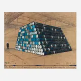Christo, The Mastaba - 1240 Oil Barrels (Project for the Institute of Contemporary Art, Philadelphia), 1998, offset lithograph in colors on Somerset