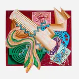 Frank Stella, Then Came a Stick and Beat the Dog (from the Illustrations after El Lissitzky's Had Gadya portfolio), 1984, lithograph, linocut and screenprint in colors with collage and hand-coloring on T.H. Saunders and Somerset
