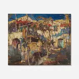 Constantin Aleksandrovich Westchiloff, Market Scene, oil on canvas board