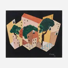 Léopold Survage, Ville sur fond noir, 1919, gouache on paper