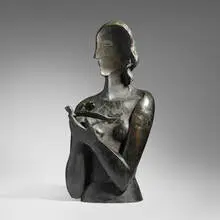 Ossip Zadkine, Jeune fille à la Colombe, 1928, patinated bronze