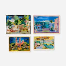 Werner Drewes, Four works, 1950-68, oil on vellum