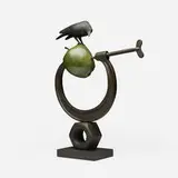 Peter Woytuk, Apple and Clamp with Crow, 2011, patinated bronze