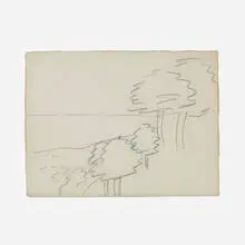 Marsden Hartley, New England Landscape, crayon on paper