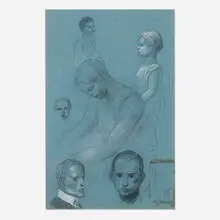 Théophile Steinlen, Études (double-sided), charcoal on paper