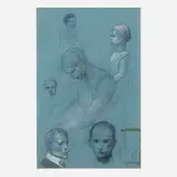 Théophile Steinlen, Études (double-sided), charcoal on paper