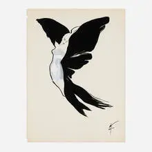 René Gruau, Untitled, ink and gouache on paper