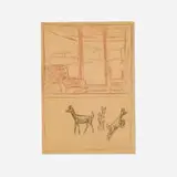 Edward Hopper, Studies of Room and Deer (double-sided)