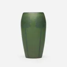 Marblehead Pottery, Vase with stylized trees, 1908-20, glazed earthenware