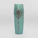 Artus Van Briggle for Van Briggle Pottery, Early vase with peacock feathers, 1903, glazed earthenware