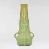 Artus Van Briggle for Van Briggle Pottery, Early and Tall vase with arrowhead leaves, 1904, glazed earthenware