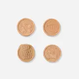 George E. Ohr, Collection of four brothel tokens, c. 1900, bisque earthenware