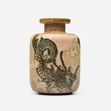 Georges Serré, Vase with Vietnamese/Cambodian-style dragons, c. 1930, glazed stoneware