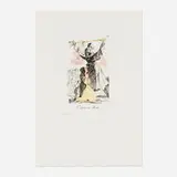 Salvador Dalí, Oxigeno en Marte (from the Les Caprices de Goya de Dalí portfolio), 1977, drypoint etching on heliogravure with stencil in colors on BFK Rives