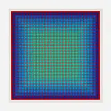 Julian Stanczak, Conferring Blue, 1981, screenprint in colors