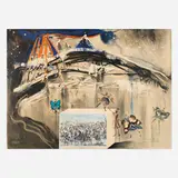 New York Central Park Winter (from the Currier & Ives portfolio) by Salvador Dalí, 1971, lithograph in colors with collage on Rives, sold Jul 2025