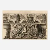 Fregio antico di marmo con Ippogrifi, nel cortile del palazzo della Valle (fromVolume II of Vasi, Candelebri, Cippi, Sarcofagi, tripodi, lvcerne ed ornamenti antichi) by Giovanni Battista Piranesi, 1778, etching, sold Jul 2025