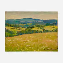 Hills in Spring by Robert Emmett Owen, oil on canvas board, sold Jun 2025