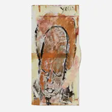 Purvis Young, Untitled (Head), oil on found panel