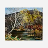 Elizabeth Grandin, Untitled (Fall Landscape with Trees and River), oil on canvas