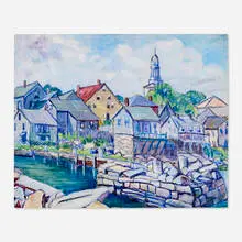 Untitled (Stone Docks in the Village) by Elizabeth Grandin, 1931, oil on panel, sold Jun 2025