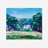 Elizabeth Grandin, Untitled (Village Landscape), oil on board