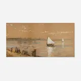 Edmund Darch Lewis, Untitled (Figures by the Harbor with Boats), 1887, watercolor, gouache and pastel on paper