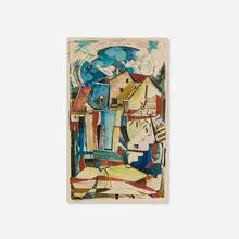 Wesley Lea, House with Black Windows, 1953, ink and watercolor on paper