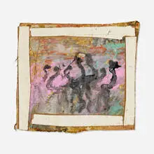 Untitled (Figures) by Purvis Young, mixed media on found board, sold Jun 2025