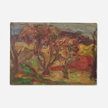 William MacTaggart, Landscape with Trees, oil on board