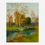 Archie Palmer Wigle, Fall Landscape with River, oil on board