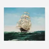 Hugo Riecken, Clipper Ship at Sea, 1940, oil on canvas laid to board