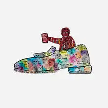 Howard Finster, In My Own Shoe, 1987, paint and marker on wood