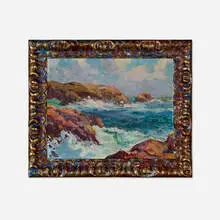 Max Kuehne, Seascape, oil on board in artist-made frame