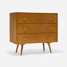 Planner Group cabinet, model 1508-9 by Paul McCobb, c. 1950, maple, aluminum, sold Feb 2026