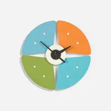Paddle wall clock, model 7513A by George Nelson & Associates, 1957, lacquered wood, enameled aluminum, brass, sold Feb 2026