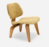 Early LCW by Charles and Ray Eames, 1945, original muslin upholstery, birch plywood, sold Feb 2026