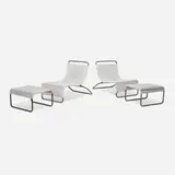 Hendrik Van Keppel and Taylor Green, Lounge chairs and ottomans, pair, c. 1950, enameled steel, cotton cord
