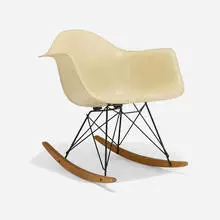 RAR by Charles and Ray Eames, 1955 / 1961, molded fiberglass, birch, zinc-plated steel, sold Feb 2026