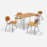 Charles and Ray Eames, Dining set, ash plywood, powder-coated steel, rubber