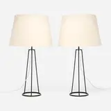 Verplex Company, Table lamps, pair, c. 1960, enameled iron, linen shade