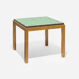 Edward Wormley, Occasional table, model 5204, 1952, Murano glass tiles, bleached mahogany, brass