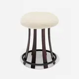 Edward Wormley, Toadstool stool, c. 1967, faux shearling, rosewood, lacquered steel