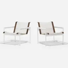 Richard Schultz, 1966 armchairs, pair, enameled aluminum, nylon, vinyl