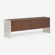 Roger Sprunger, Cabinet, c. 1967, walnut, oak, chrome-plated steel