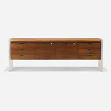 Roger Sprunger, Cabinet, c. 1967, oak, chrome-plated steel